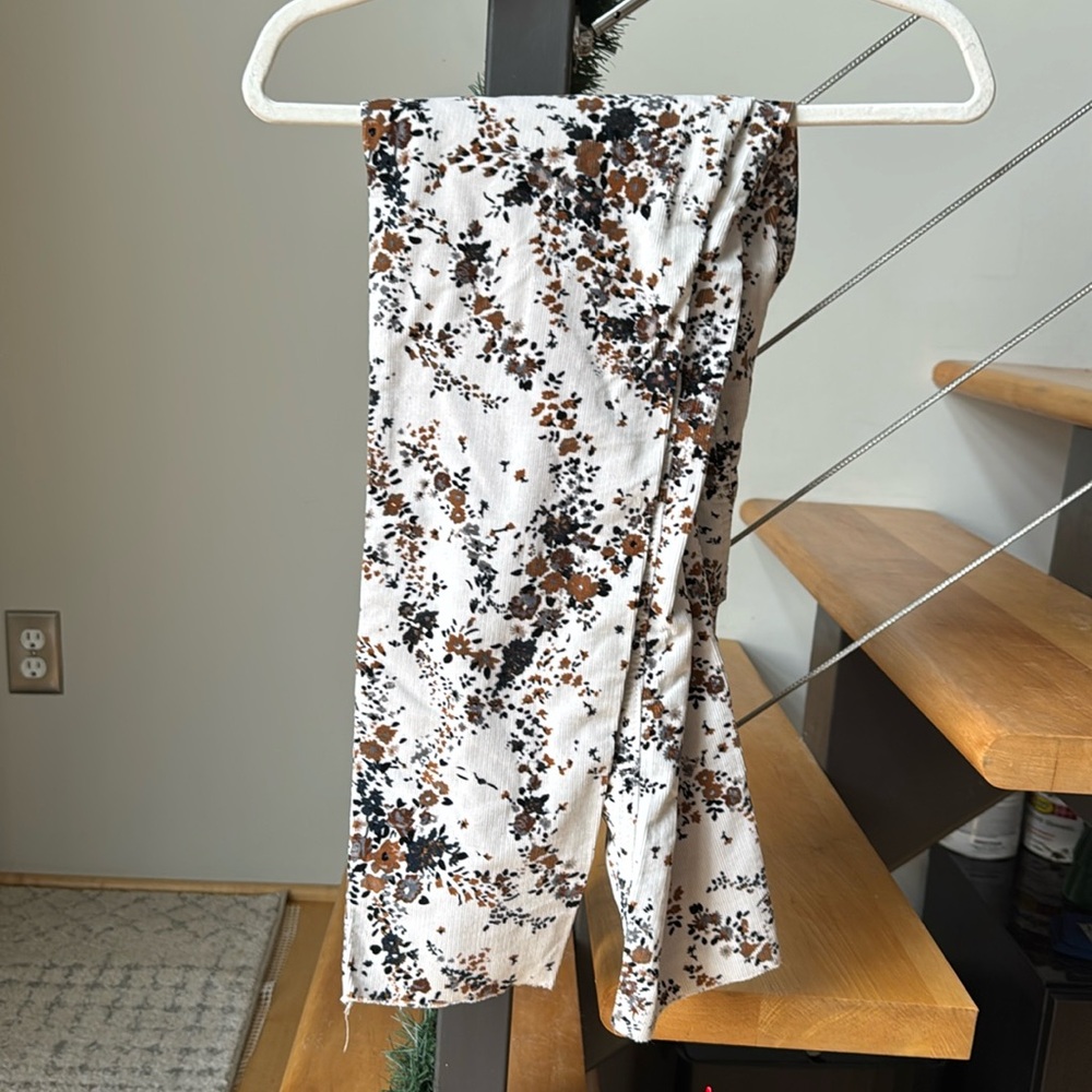 Free people corduroy pants floral pattern